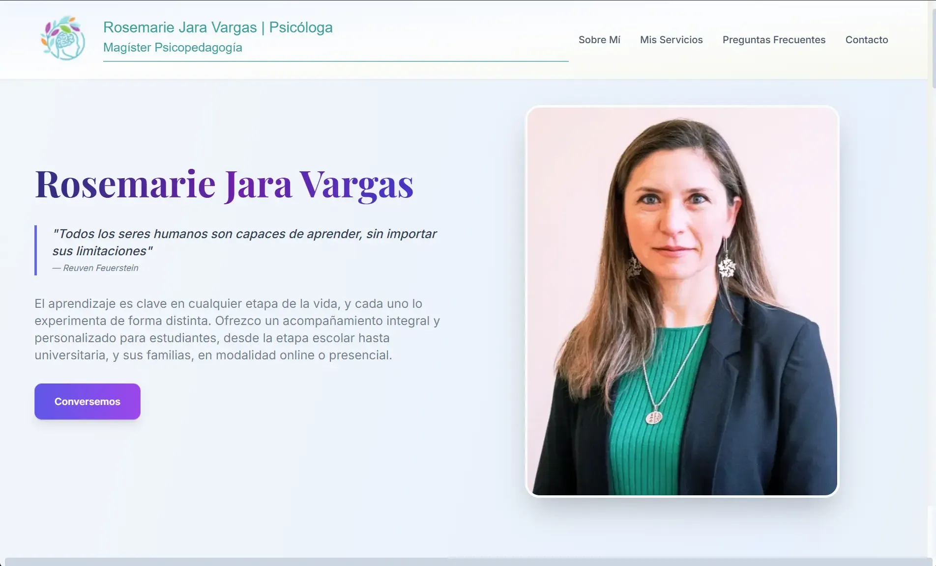 Captura del proyecto Landing Page RosemarieJara.cl