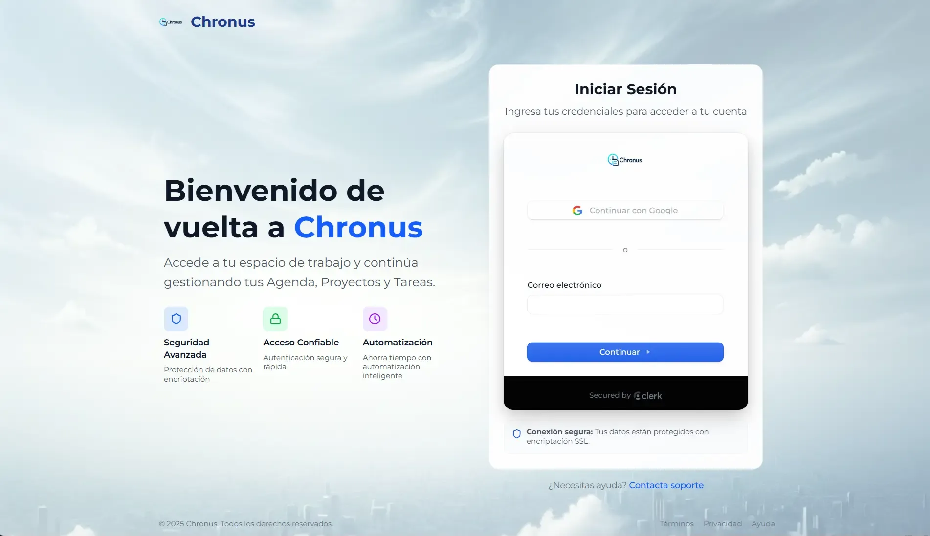 Captura del proyecto Plataforma de Automatización Chronus